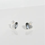 [ 925 Sterling silver ] Chubby Heart Mini Pearl Silver Earring