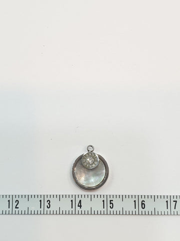 SG.107 // Surgical Steel Cubig Pearl Pendant , 2 Pc