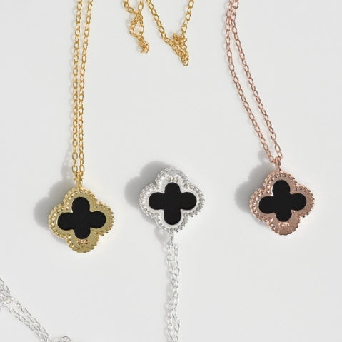 Jewelry, Silver Black Clover Long Necklace