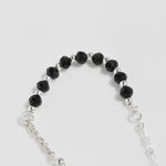 [ 925 Sterling silver ] Black Crystal Ball  Silver Bracelet