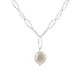 [ 925 Sterling silver ] Baroque Pearl Fish Chain Silver Necklace