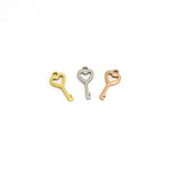 SG.538 // Surgical Steel heart key Pendant [Siver, Gold, Rose Gold], 1 pc