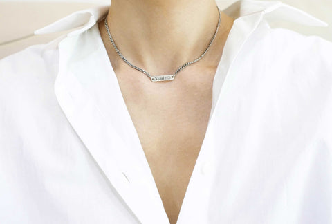 [ 925 Sterling silver ] Smile Stick Silver Necklace