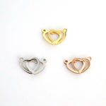 SG.518 // Surgical Steel Double heart pendant [Siver, Gold, Rose Gold], 1 pc