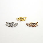 SG.518 // Surgical Steel Double heart pendant [Siver, Gold, Rose Gold], 1 pc