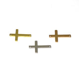 SG.530 // Surgical Steel double ring cross Pendant [Siver, Gold, Rose Gold], 1 pc