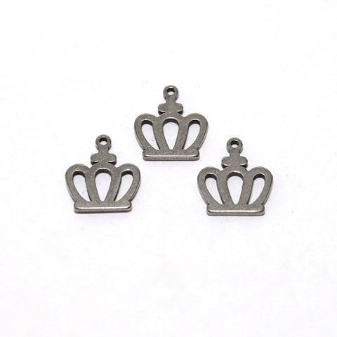 SG.557 // Surgical Steel Mini Crown pendant [Siver], 1 pc