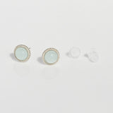 [ 925 Sterling silver ] Aquamarine Rovet Stud Silver Earring