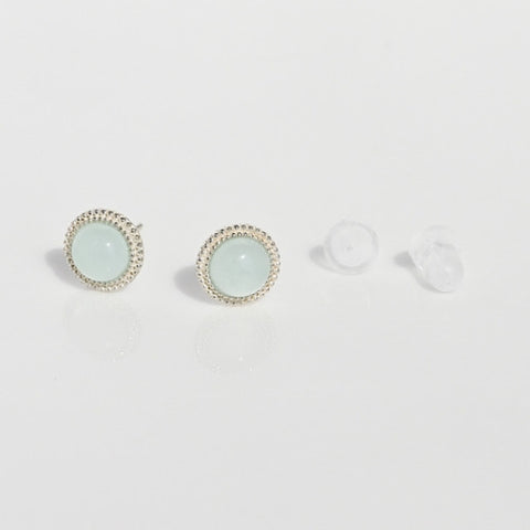 [ 925 Sterling silver ] Aquamarine Rovet Stud Silver Earring