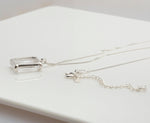 [ 925 Sterling silver ] Big Square  Pendant Silver Necklace