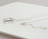 [ 925 Sterling silver ] Big Square  Pendant Silver Necklace