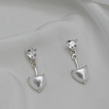 [ 925 Sterling silver ]  Heart Two Way Silver Earring