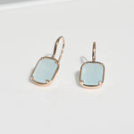 [ 925 Sterling silver ] Sky-Blue Square Hook Silver Earring