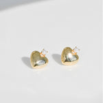 [ 925 Sterling silver ] Chubby Heart Mini Pearl Silver Earring