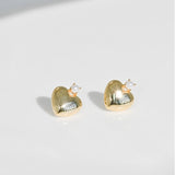 [ 925 Sterling silver ] Chubby Heart Mini Pearl Silver Earring