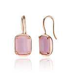 [ 925 Sterling silver ] Pink Rectangle Hook  Earring