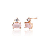 [ 925 Sterling silver ] Rose Quartz Rectangular Shape Earring