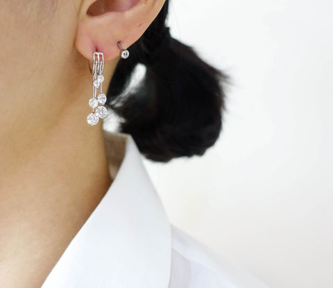 [ 925 Sterling silver ] Cubic Stamen Silver Earring