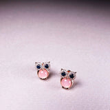 [ 925 Sterling silver ] Cubic Pink Owl Silver Earring