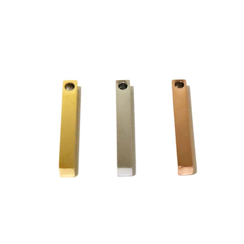 SG.552 // Surgical Steel 3D square stick pendant [Siver, Gold, Rose Gold], 1 pc