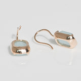 [ 925 Sterling silver ] Sky-Blue Square Hook Silver Earring