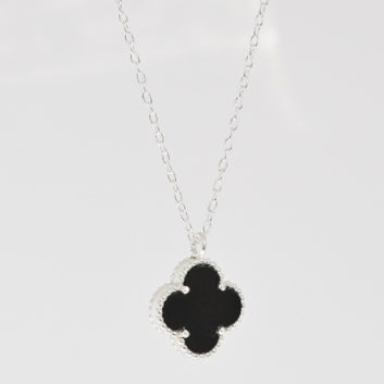 韓国発【Hei】(Silver925) clover pendant necklace☆追跡送 925 Sterling silver ] Black Clover Pendant Silver Necklace