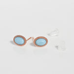 [ 925 Sterling silver ] Sky Blue Oval Rovet Stud Silver Earring