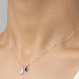 [ 925 Sterling silver ] Square White&Navy Pendant Silver Necklace