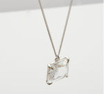 [ 925 Sterling silver ] Big Square  Pendant Silver Necklace