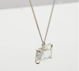 [ 925 Sterling silver ] Big Square  Pendant Silver Necklace