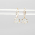 [ 925 Sterling silver ] Triangle Rainbow Moonstone One Touch Silver Earring