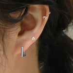 [ 925 Sterling silver ] Mini Square One Touch Silver Earring