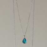 [ 925 Sterling silver ] Blue Water Drop Pendant Silver Necklace