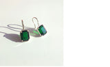 [ 925 Sterling silver ] Green Rectangle Hook  Earring