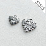 SG.458 // Surgical Steel Valentine Heart / Black Font Pendant , 2pc / 5-6557-06