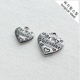 SG.458 // Surgical Steel Valentine Heart / Black Font Pendant , 2pc / 5-6557-06