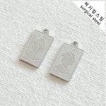 SG.441 // Surgical Steel Elizabeth Square Coin. Pendant , 2pc / 5-6569-02