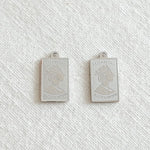 SG.441 // Surgical Steel Elizabeth Square Coin. Pendant , 2pc / 5-6569-02