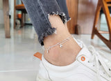 [ 925 Sterling silver ] Two-line Chain Heart Pendant Silver Ankle Bracelet