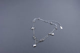 [ 925 Sterling silver ] Two-line Chain Heart Pendant Silver Ankle Bracelet