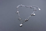 [ 925 Sterling silver ] Two-line Chain Heart Pendant Silver Ankle Bracelet
