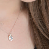 [ 925 Sterling silver ] Oval Concave Pendant Silver Necklace