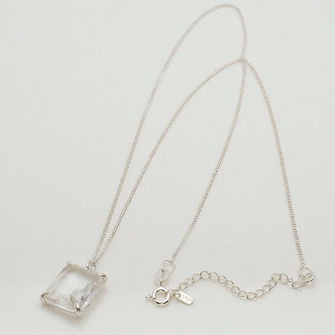 [ 925 Sterling silver ] Big Square  Pendant Silver Necklace