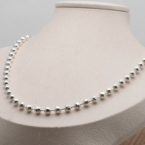 [ 925 Sterling silver ] Italian Chain 5mm Cutting Ball Silver Necklace