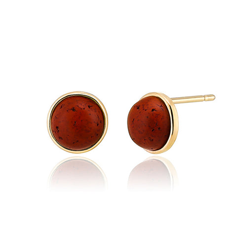 [ 925 Sterling silver ] Red Wood Stone Earring