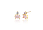 [ 925 Sterling silver ] Rose Quartz Rectangular Shape Earring