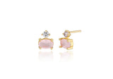 [ 925 Sterling silver ] Rose Quartz Rectangular Shape Earring