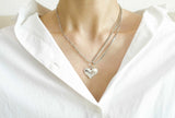 [ 925 Sterling silver ] Mix Chain Heart Pendant Silver Necklace