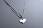 [ 925 Sterling silver ] Mix Chain Heart Pendant Silver Necklace