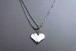 [ 925 Sterling silver ] Mix Chain Heart Pendant Silver Necklace